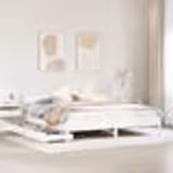 vidaXL Cadre de lit avec tête de lit blanc 160x200 cm bois pin massif meuble de chambre à coucher sommier lit en bois 3301744
