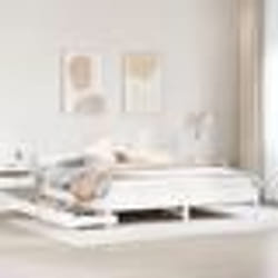 vidaXL Cadre de lit avec tête de lit blanc 160x200 cm bois pin massif meuble de chambre à coucher sommier lit en bois 3301744