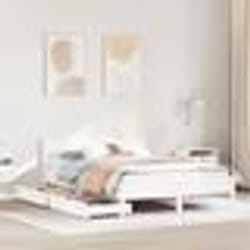 vidaXL Cadre de lit avec tête de lit blanc 140x200 cm bois pin massif meuble de chambre à coucher sommier lit en bois 3301750