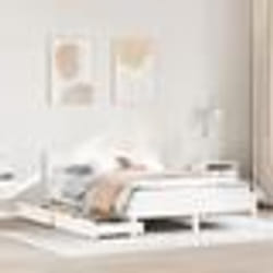 vidaXL Cadre de lit avec tête de lit blanc 120x200 cm bois pin massif meuble de chambre à coucher sommier lit en bois 3301753