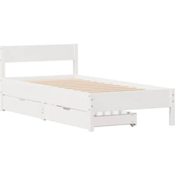 Cadre de lit sans matelas blanc 100x200 cm bois de pin massif Vidaxl