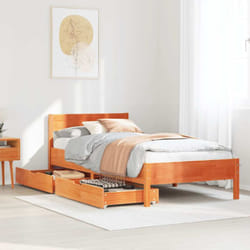 Cadre De Lit Sans Matelas Cire Marron 100x200cm Bois Pin Massif Vidaxl