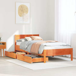 Cadre De Lit Sans Matelas Cire Marron 90x200 Cm Bois Pin Massif Vidaxl