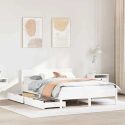 Cadre De Lit Sans Matelas Blanc 140x190 Cm Bois De Pin Massif Vidaxl