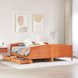 Cadre De Lit Sans Matelas Cire Marron 180x200cm Bois Pin Massif Vidaxl