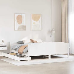 vidaXL Cadre de lit avec tête de lit blanc 160x200 cm bois pin massif lit lit lit double meuble de chambre à coucher 3301783