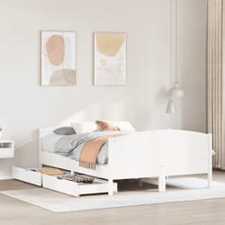 Vidaxl - Cadre De Lit Sans Matelas Blanc 150x200 Cm Bois De Pin Massif