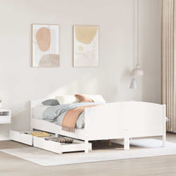 Vidaxl - Cadre De Lit Sans Matelas Blanc 135x190 Cm Bois De Pin Massif