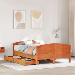 Vidaxl Cadre De Lit Sans Matelas Cire Marron 120x190cm Bois Pin Massif