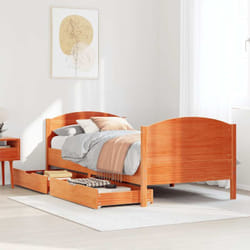 Cadre De Lit Sans Matelas Cire Marron 100x200cm Bois Pin Massif Vidaxl