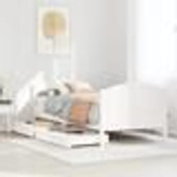 vidaXL Cadre de lit avec tête de lit blanc 90x200cm bois de pin massif meuble de chambre à coucher sommier lit en bois 3301807
