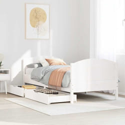 Cadre De Lit Sans Matelas Blanc 75x190 Cm Bois De Pin Massif Vidaxl