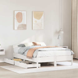 Vidaxl - Cadre De Lit Sans Matelas Blanc 135x190 Cm Bois De Pin Massif