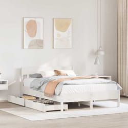 vidaXL Cadre de lit avec tête de lit blanc 160x200 cm bois pin massif meuble de chambre à coucher sommier lit en bois 3301861