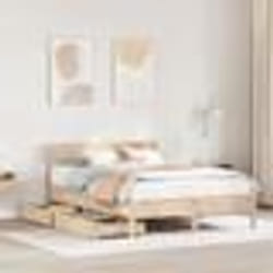 vidaXL Cadre de lit avec tête de lit 140x190 cm bois de pin massif meuble de chambre à coucher sommier lit en bois lit 3301878