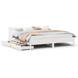 Cadre De Lit Avec Tiroirs Blanc 200x200 Cm Bois Massif De Pin Vidaxl