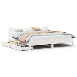vidaXL Cadre de lit avec tiroirs blanc 180x200 cm bois de pin massif sommier cadre de lit double cadre de lit en bois 3301897