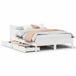 vidaXL Cadre de lit avec tiroirs blanc 160x200 cm bois massif de pin sommier cadre de lit double cadre de lit en bois 3301900