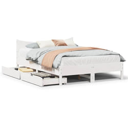 Cadre De Lit Avec Tiroirs Blanc 150x200 Cm Bois De Pin Massif Vidaxl