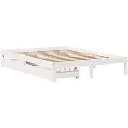Cadre De Lit Avec Tiroirs Sans Matelas Blanc 135x190 Cm Vidaxl