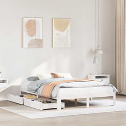 Cadre De Lit Avec Tiroirs Sans Matelas Blanc 140x200 Cm Vidaxl