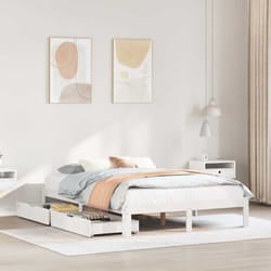 Cadre De Lit Avec Tiroirs Sans Matelas Blanc 150x200 Cm Vidaxl