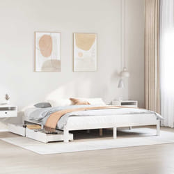 Cadre De Lit Avec Tiroirs Sans Matelas Blanc 200x200 Cm Vidaxl