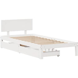 Cadre de lit avec tiroirs sans matelas blanc 100x200 cm Vidaxl