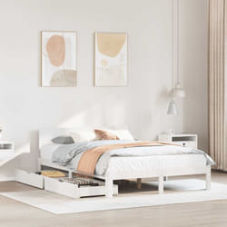 Cadre De Lit Avec Tiroirs Sans Matelas Blanc 140x200 Cm Vidaxl