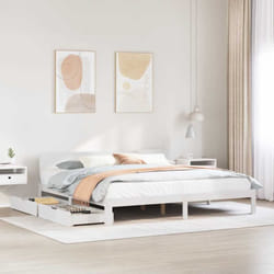Cadre De Lit Avec Tiroirs Sans Matelas Blanc 200x200 Cm Vidaxl