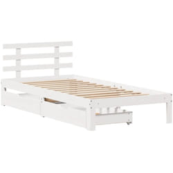 Cadre De Lit Avec Tiroirs Sans Matelas Blanc 75x190 Cm Vidaxl