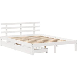 Cadre De Lit Avec Tiroirs Sans Matelas Blanc 140x190 Cm Vidaxl