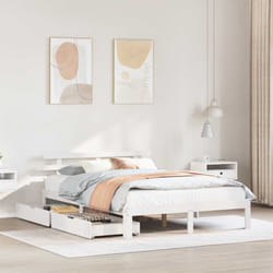 Cadre De Lit Avec Tiroirs Sans Matelas Blanc 120x200 Cm Vidaxl