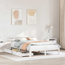 Cadre De Lit Avec Tiroirs Sans Matelas Blanc 160x200 Cm Vidaxl