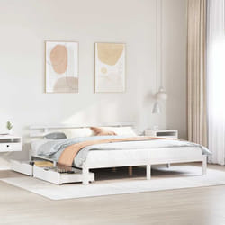 Cadre De Lit Avec Tiroirs Sans Matelas Blanc 180x200 Cm Vidaxl