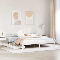 Cadre De Lit Avec Tiroirs Sans Matelas Blanc 200x200 Cm Vidaxl