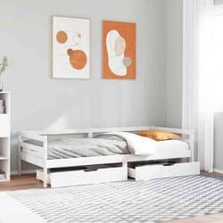 Lit De Jour Et Tiroirs Sans Matelas Blanc 90x200 Cm Bois Massif Vidaxl