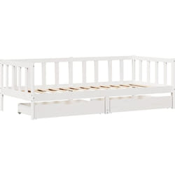 Lit De Jour Et Tiroirs Sans Matelas Blanc 90x190 Cm Bois Massif Vidaxl