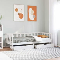 Lit de jour et tiroirs sans matelas blanc 80x200 cm bois massif Vidaxl
