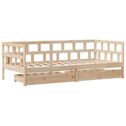 Lit De Jour Avec Tiroirs Sans Matelas 90x190 Cm Bois Massif Vidaxl