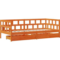 Lit De Jour Avec Tiroirs Sans Matelas Cire Marron 80x200cm Bois Vidaxl