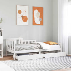 Lit De Jour Et Tiroirs Sans Matelas Blanc 80x200 Cm Bois Massif Vidaxl