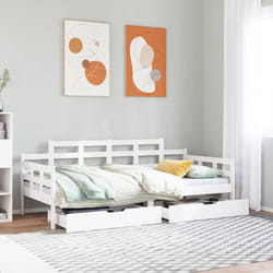 Lit De Jour Et Tiroirs Sans Matelas Blanc 80x200 Cm Bois Massif Vidaxl
