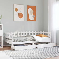 Lit De Jour Et Tiroirs Sans Matelas Blanc 80x200 Cm Bois Massif Vidaxl