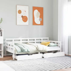 Lit De Jour Et Tiroirs Sans Matelas Blanc 80x200 Cm Bois Massif Vidaxl