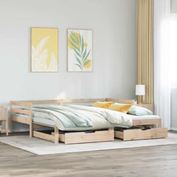 Lit De Jour Avec Tiroirs Sans Matelas 90x200 Cm Bois Massif Vidaxl