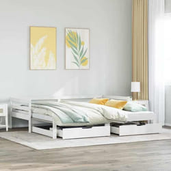 Lit De Jour Avec Gigogne Et Tiroirs Sans Matelas Blanc 90x190cm Vidaxl