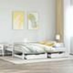 vidaXL Lit de jour avec gigogne et tiroirs sans matelas blanc 80x200cm 3302149