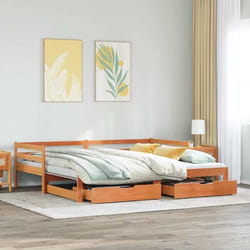 vidaXL Lit de jour et lit gigogne et tiroirs 90x190 cm bois pin massif canapé-lit canapé-lit confortable lit de jour avec