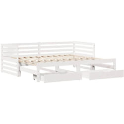 Lit De Jour Et Tiroirs Sans Matelas Blanc 90x200 Cm Bois Massif Vidaxl